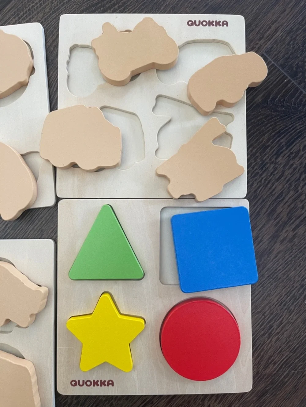 Quokka 6 Wooden Kids Puzzle Set - Colorful Animals, Fruits & Shapes